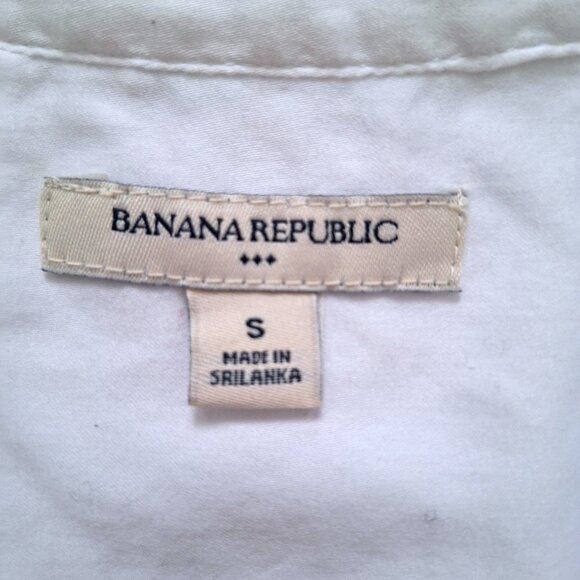 Banana Republic White Button Down 100% Cotton Short Sleeve Top - Picture 7 of 8